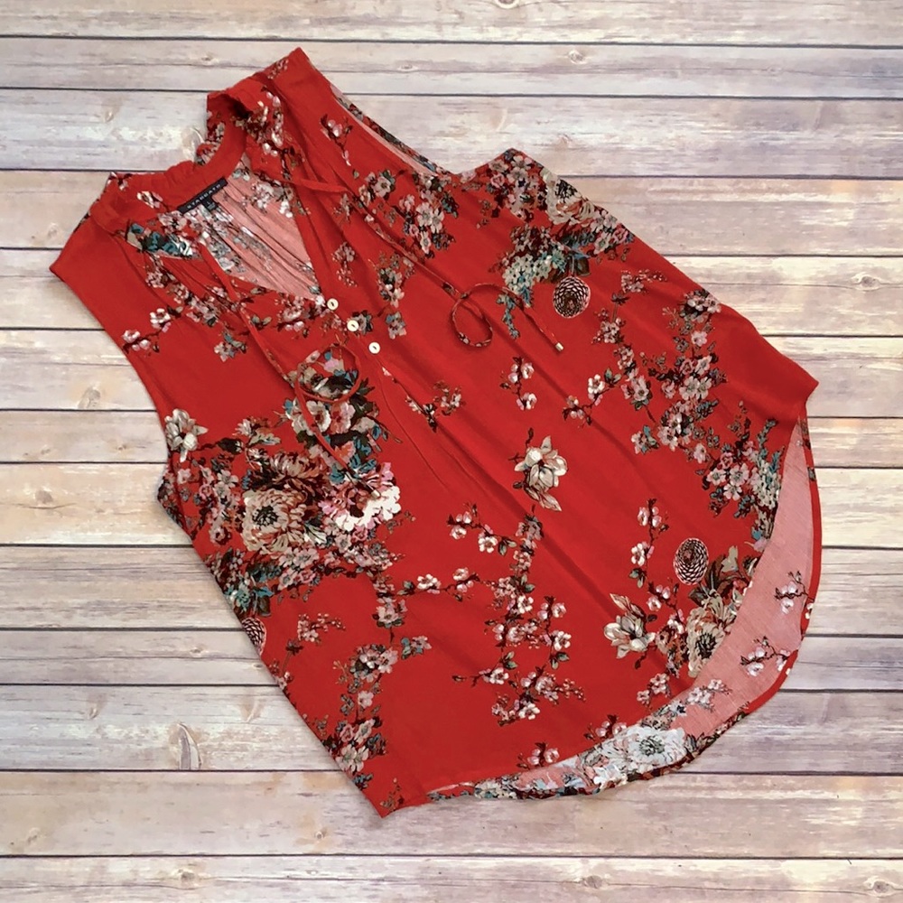 EUC Staccato Red Floral Print Top